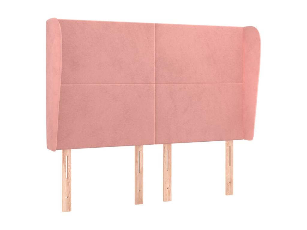 Headboard with wings, Pink, 147x23x118/128 cm, Velvet