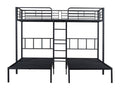 Triple bunk bed (3 x 90 x 200 cm) with ladder and bedside table for children - metal - black - mattress not included