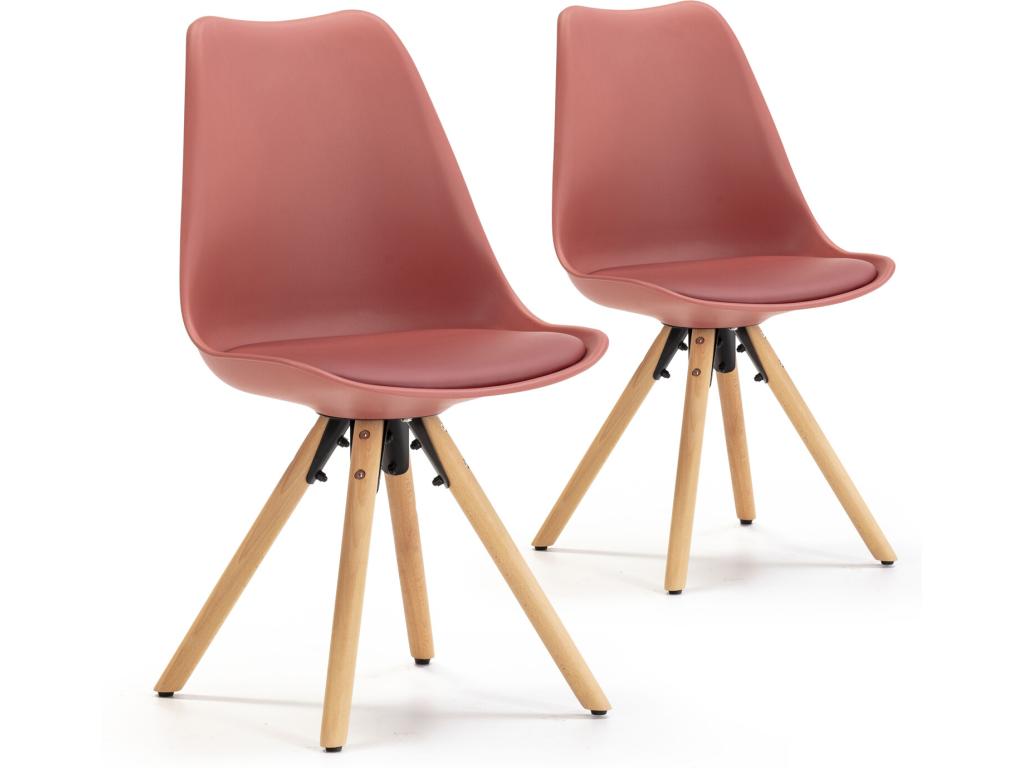 Set of 2 Doucezen Nordic Style Red Dining Chairs, 54 cm x 49 cm x 84 cm