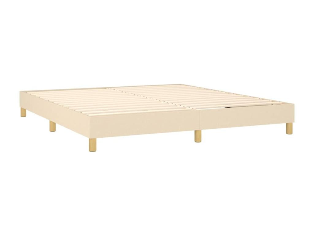 Upholstered bed base with mattress, Cream, 160x200 cm, Fabric