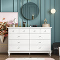 10 Drawer Double Dresser for Bedroom White Dresser Wide Storage
