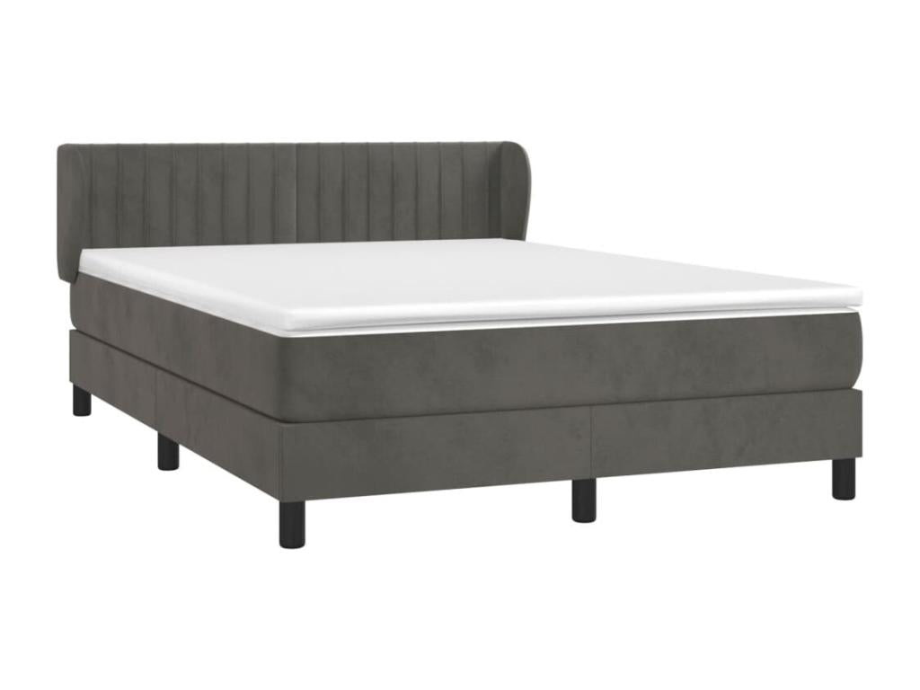 Doucezen bed base and mattress, dark grey, 140x190cm, velvet