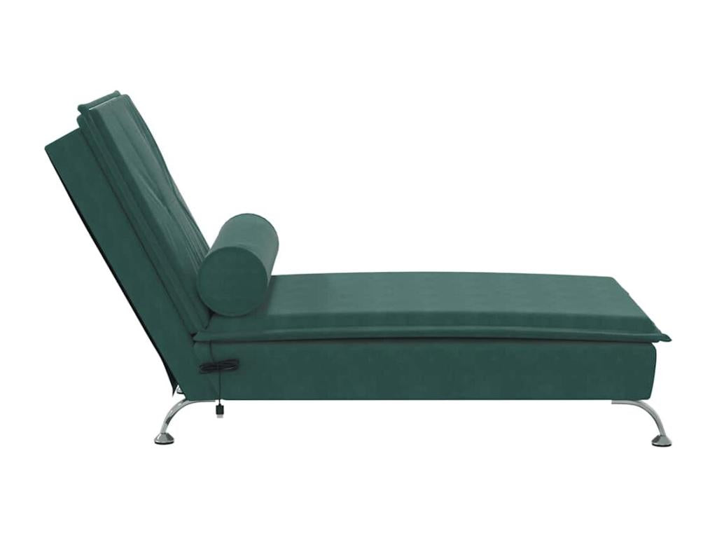 Massage chaise lounge with dark green velvet bolster