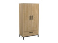 2-door, 1-drawer wardrobe in oak and matte black finish, 180 cm high - CRAFT