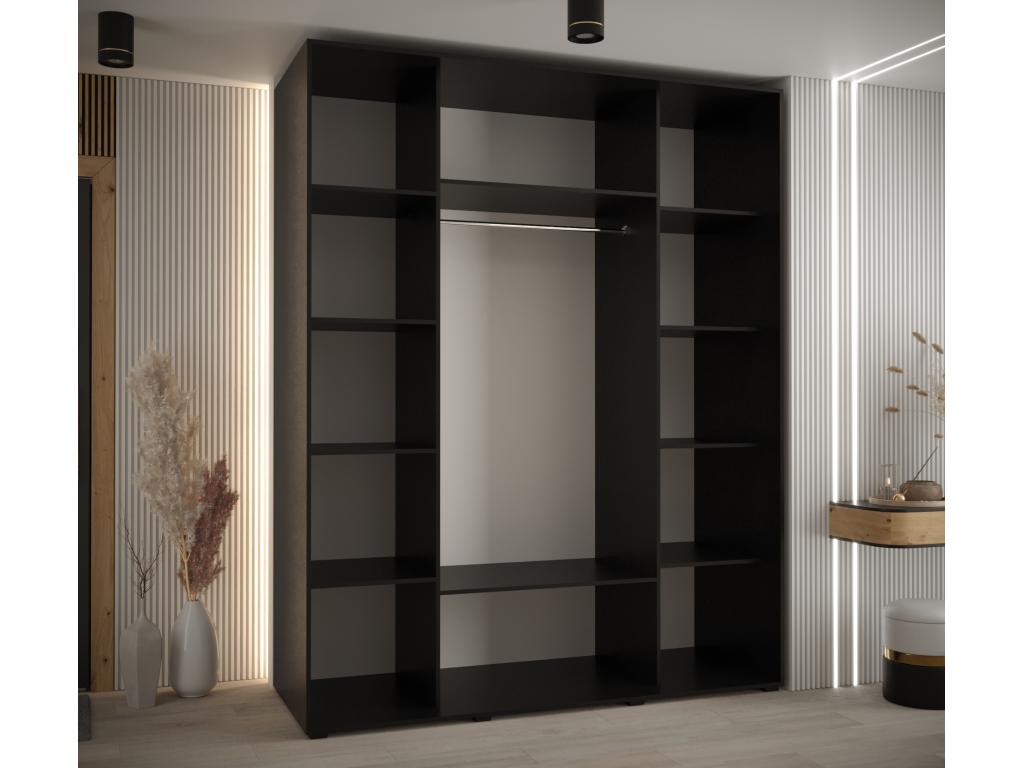 Doucezen 5 Sliding Door Wardrobe 235.2/200/60 3 Doors Black/White/Black