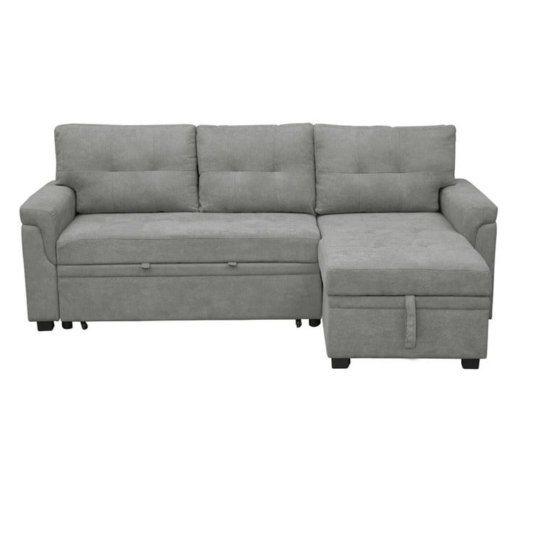 Convertible Reversible Sectional Sofa with Pull-Out Sleeper Bed, Hidden Storage Chaise, and Durable Legs