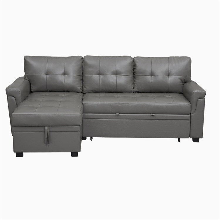 Convertible Reversible Sectional Sofa with Pull-Out Sleeper Bed, Hidden Storage Chaise, and Durable Legs