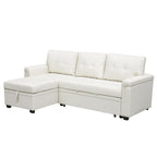 Convertible Reversible Sectional Sofa with Pull-Out Sleeper Bed, Hidden Storage Chaise, and Durable Legs
