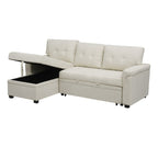 Convertible Reversible Sectional Sofa with Pull-Out Sleeper Bed, Hidden Storage Chaise, and Durable Legs