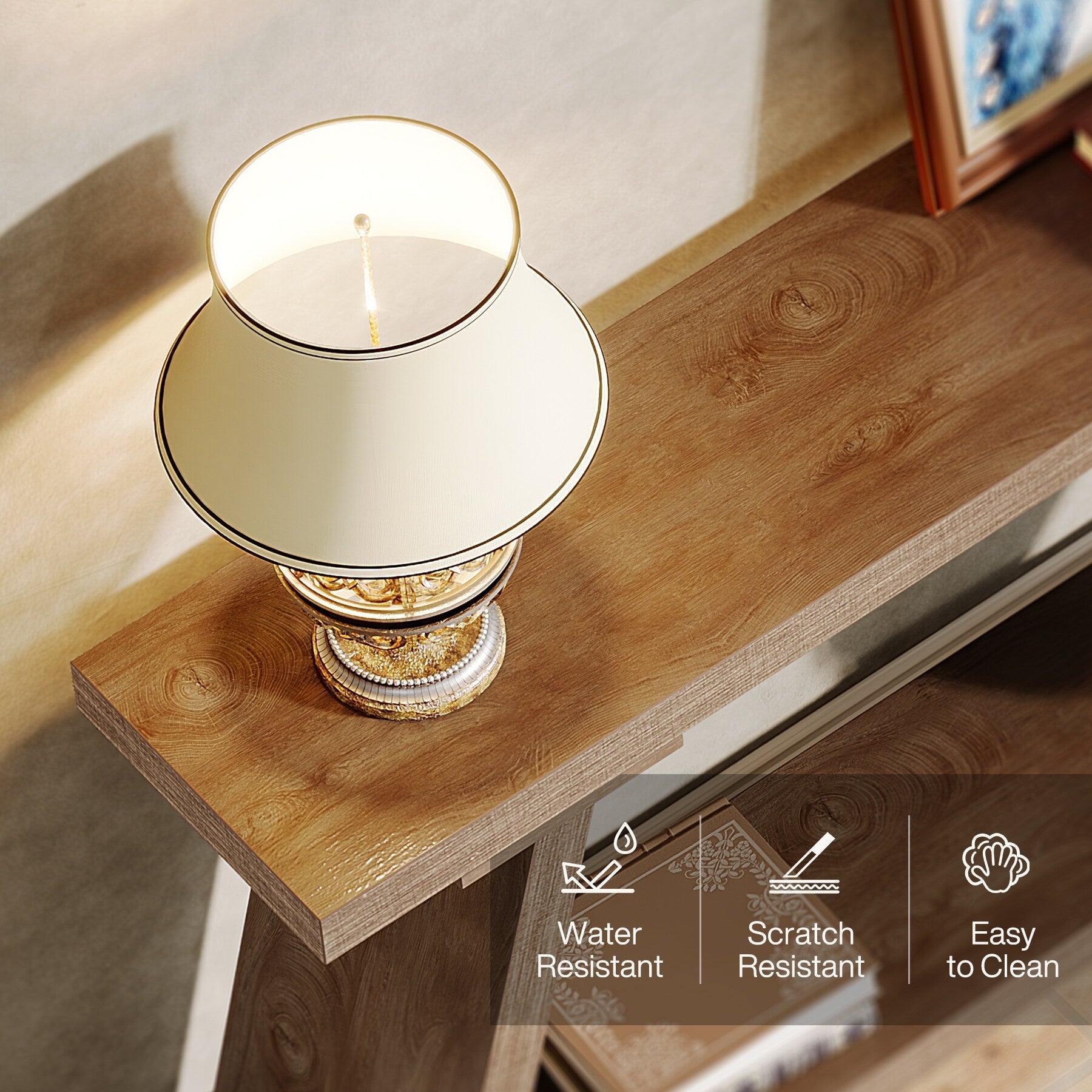 70.9 Inches Long Rustic Wood Console Sofa Table with Storage Shelf