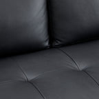 Modern Genuine Leather Sofa with Wooden Legs & Additional Bolster Pillow