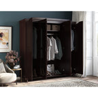 Palace Imports 100% Solid Wood Kyle 4-Door Wardrobe Armoire with Solid Wood or Mirrored Doors