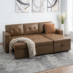 Reversible Sectional Sofa with Pull-Out Sleeper Bed, Hidden Storage Chaise, Durable Legs,