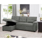 Reversible Sectional Sofa with Pull-Out Sleeper Bed, Hidden Storage Chaise, Durable Legs,