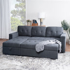Convertible Reversible Sectional Sofa with Pull-Out Sleeper Bed, Hidden Storage Chaise, and Durable Legs