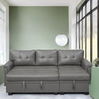 Reversible Sectional Sofa with Pull-Out Sleeper Bed, Hidden Storage Chaise, Durable Legs,