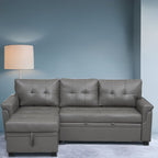 Reversible Sectional Sofa with Pull-Out Sleeper Bed, Hidden Storage Chaise, Durable Legs,