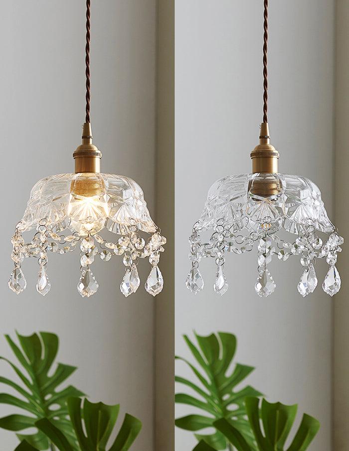 SHO | Brass Glass with Crystal Pendant Light