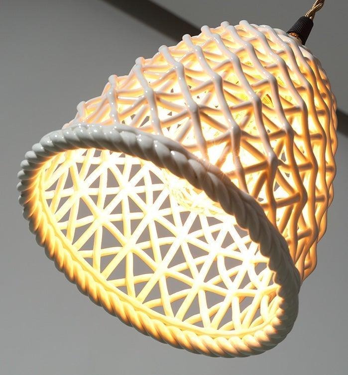 YUKO｜Japanese Style Ceramic Hollow Pendant Light