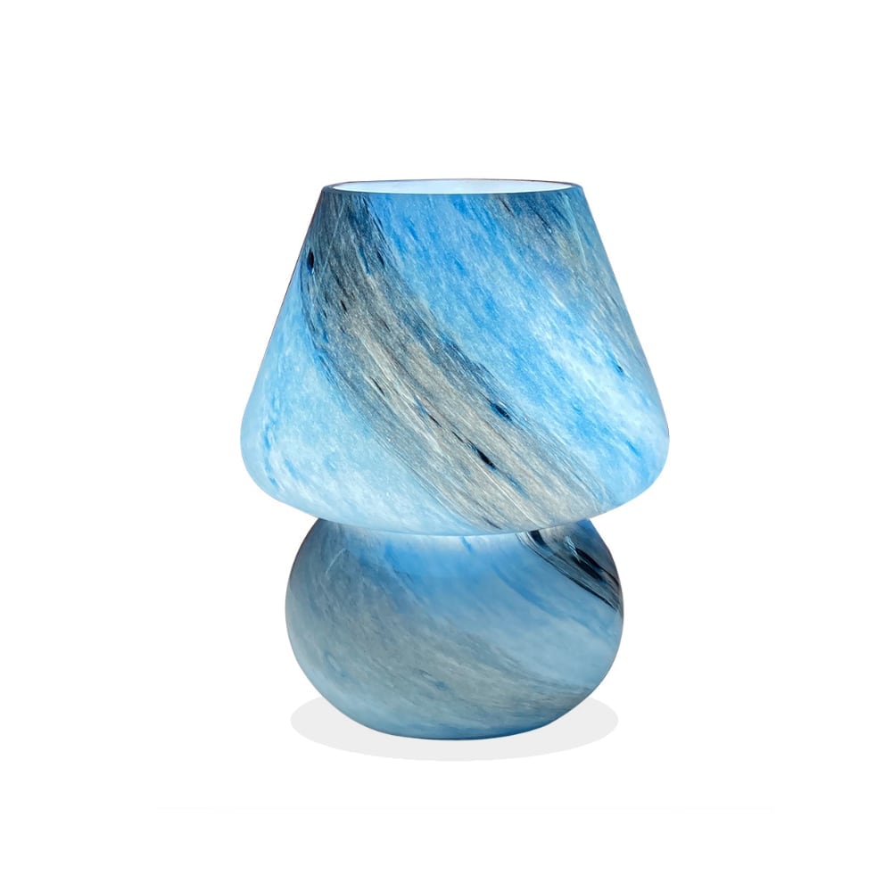Murano Style Small Glass Mushroom Table Lamp - Plug in